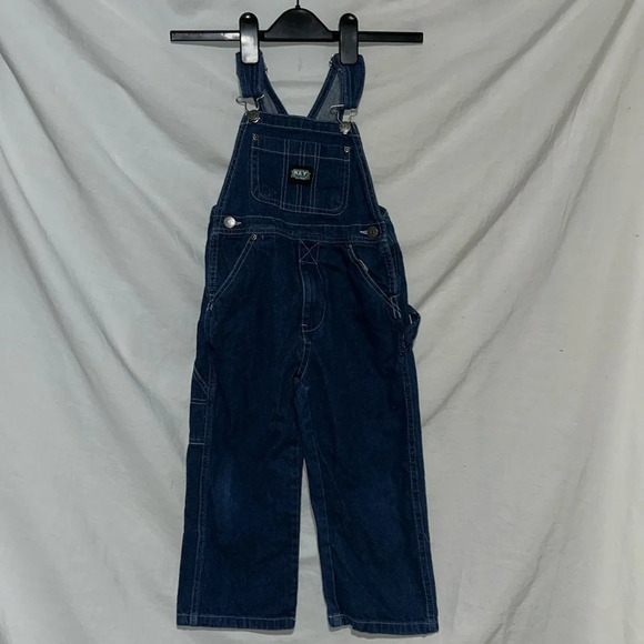 Key toddler bib overalls size 3T indigo denim enzyme wash - Picture 1 of 4